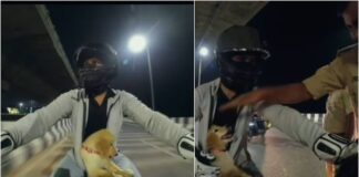 जैकेट में छिपे पिल्ले ने जीता पटना पुलिस का दिल, बाइकर को रोककर देखा प्यारा नजारा